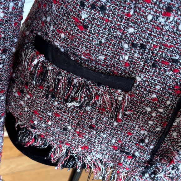 Anthropologie Red Bijou Fringe Tweed Blazer by McGinn Small - Picture 7 of 7